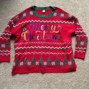 Holiday Time Merry Christmas Ugly Sweater Red  XL